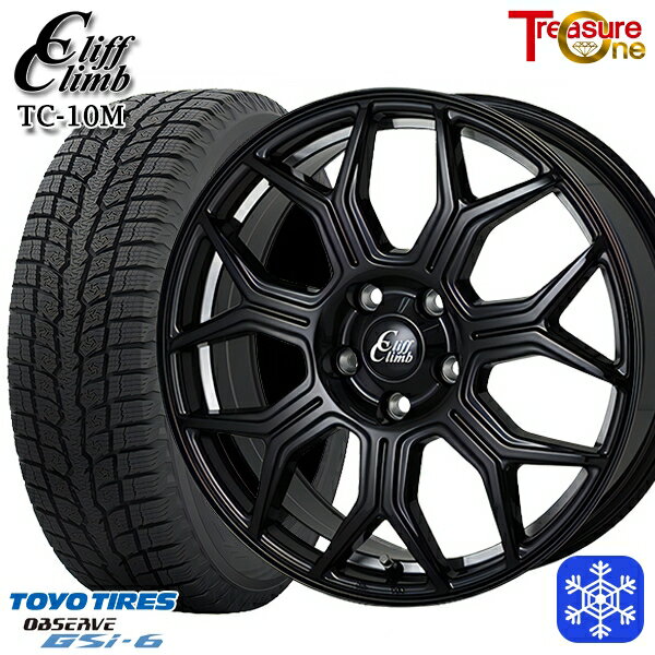 スタッドレスタイヤホイール4本セット 225/55R18 デリカD5 エクストレイル 2022〜2023年製 トーヨー オブザーブ GSi-6 トレジャーワン クリフクライム TC10M BK 18インチ 8.0J 5H114.3