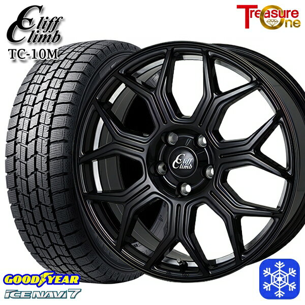 スタッドレスタイヤホイール4本セット 225/45R18 クラウン レヴォーグ 2021〜2022年製 グッドイヤー アイスナビ7 トレジャーワン クリフクライム TC10M BK 18インチ7.0J 5H114.3