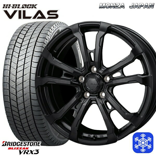 スタッドレスタイヤホイール4本セット 215/50R17 マツダ3 セレナ 2023〜2024年製 ブリヂストン ブリザック VRX3 MONZA ハイブロック ヴィラス サテンブラック 17インチ 7.0J 5H114.3