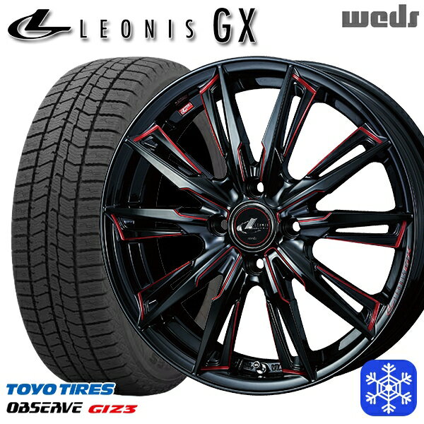 スタッドレスタイヤホイール4本セット 165/55R15 N-BOX タント 2024年製 トーヨー オブザーブ ギズ3 Weds ウェッズ レオニス GX BK/SC 15インチ 4.5J 4H100