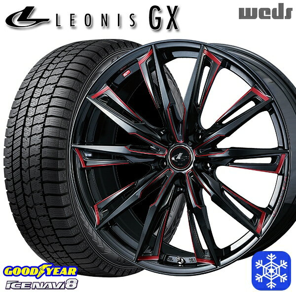 スタッドレスタイヤホイール4本セット 215/60R17 96Q アルファード ヴェルファイア 2022〜2023年製 グッドイヤー アイスナビ8 Weds ウェッズ レオニス GX BK/SC 17インチ 7.0J 5H114.3