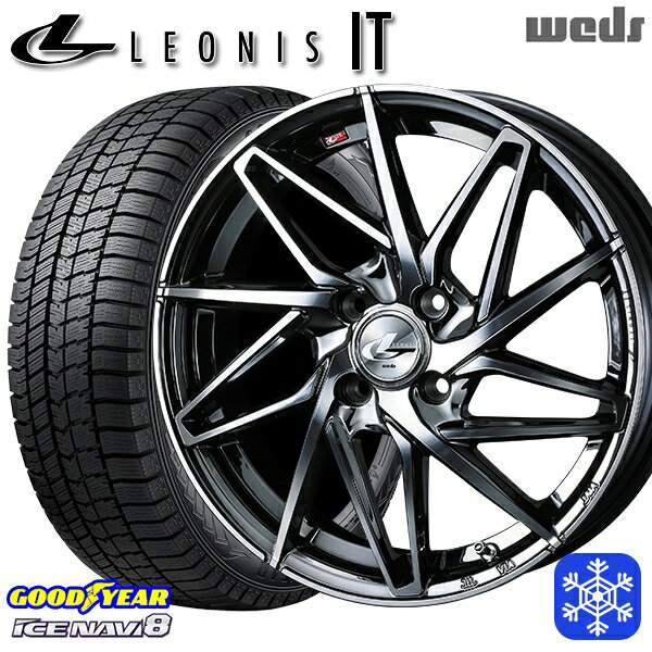 【取付対象】165/55R14 モコ ルークス 2022〜2023年製 グッドイヤー アイスナビ8 Weds ウェッズ レオニス IT BMCMC 14インチ 4.5J 4穴 100 スタッドレスタイヤホイール4本セット 送料無料