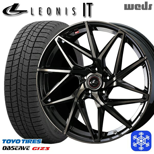 スタッドレスタイヤホイール4本セット 225/55R17 アテンザ スカイライン 2024年製 トーヨー オブザーブ ギズ3 Weds ウェッズ レオニス IT PBMC/TI 17インチ 7.0J 5H114.3
