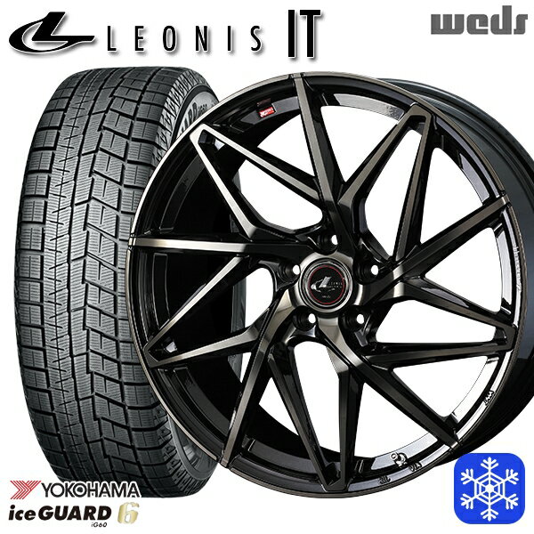 【取付対象】205/55R16 アクセラ リーフ 2022〜2023年製 ヨコハマ アイスガード IG60 Weds ウェッズ レオニス IT PBMC/TI 16インチ 6.5J 5穴 114.3 スタッドレスタイヤホイール4本セット 送料無料