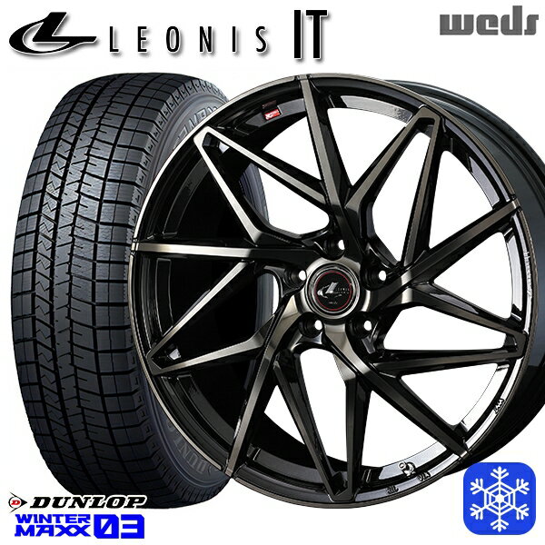 【取付対象】195/65R15 ノア ヴォクシー 2022〜2023年製 ダンロップ ウィンターマックス WM03 Weds ウェッズ レオニス IT PBMC/TI 15インチ 6.0J 5穴 114.3 スタッドレスタイヤホイール4本セット 送料無料