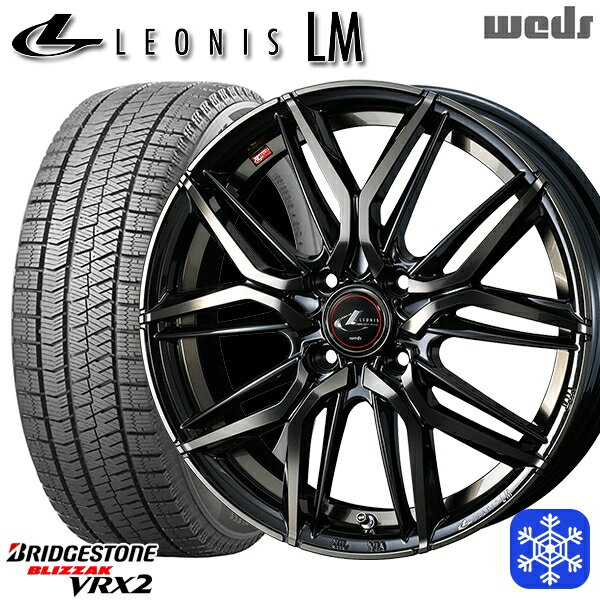 スタッドレスタイヤホイール4本セット 185/60R16 アクア デミオ ノート 2023〜2024年製 ブリヂストン ブリザック VRX2 Weds ウェッズ レオニス LM PBMC/TI 16インチ 6.0J 4H100