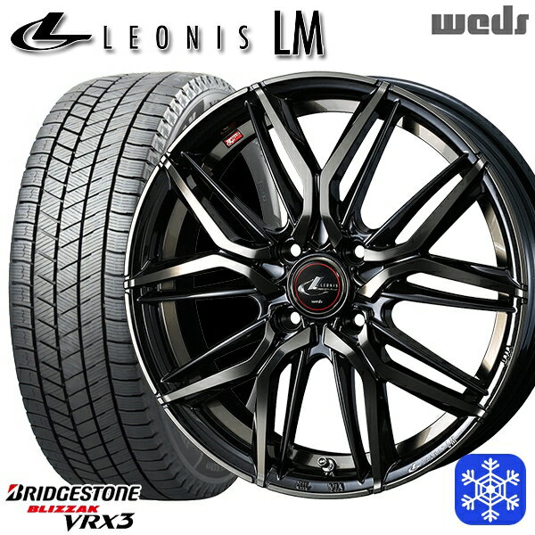 スタッドレスタイヤホイール4本セット 165/55R14 モコ ルークス 2023〜2024年製 ブリヂストン ブリザック VRX3 Weds ウェッズ レオニス LM PBMC/TI 14インチ 4.5J 4H100