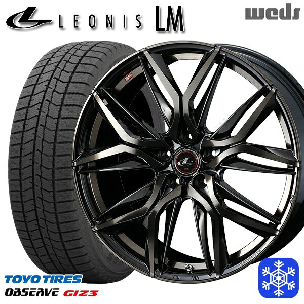 スタッドレスタイヤホイール4本セット 225/55R18 デリカD5 エクストレイル 2024年製 トーヨー オブザーブ ギズ3 Weds ウェッズ レオニス LM PBMC/TI 18インチ 8.0J 5H114.3