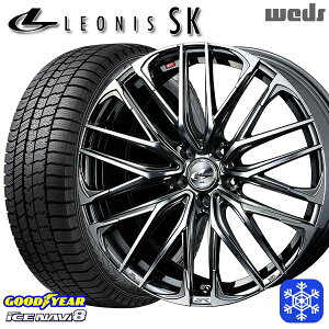 【10/25限定】ポイント10倍! 215/45R18 キックス マツダ3 2024〜2025年製 グッドイヤー アイスナビ8 NAVI8 Weds ウェッズ レオニス SK BMCMC 18インチ 7.0J 5H114.3 スタッドレスタイヤホイール4本セット