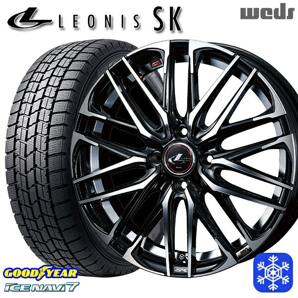 【取付対象】175/65R15 アクア フィット 2023年製 グッドイヤー アイスナビ7 Weds ウェッズ レオニス SK PBMC 15インチ 5.5J 4穴 100 スタッドレスタイヤホイール4本セット 送料無料