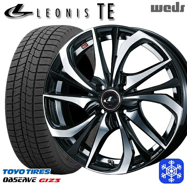 スタッドレスタイヤホイール4本セット 185/60R15 ヤリス ヴィッツ 2024年製 トーヨー オブザーブ ギズ3 Weds ウェッズ レオニス TE PBMC 15インチ 5.5J 4H100