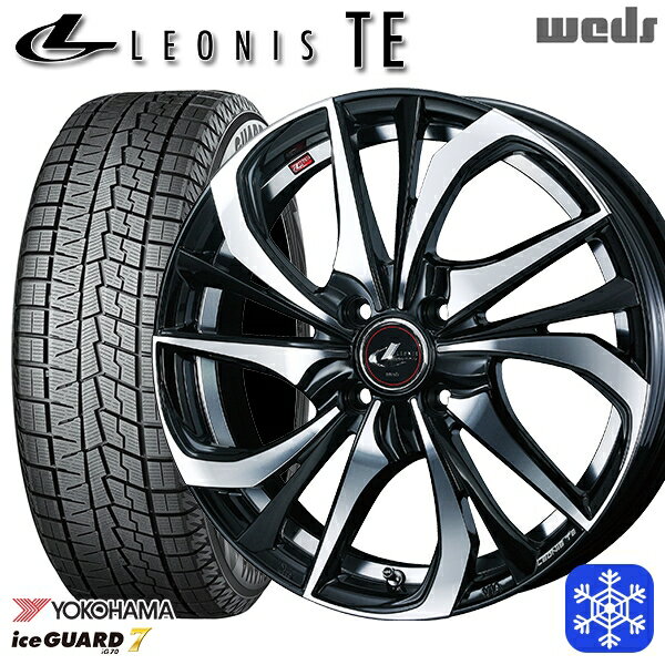 【取付対象】185/60R15 ヤリス ヴィッツ 2022年製 ヨコハマ アイスガード IG70 Weds ウェッズ レオニス TE PBMC 15インチ 5.5J 4穴 100 スタッドレスタイヤホイール4本セット 送料無料