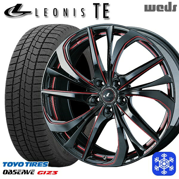 スタッドレスタイヤホイール4本セット 205/50R17 エスクァイア ステップワゴン 2024年製 トーヨー オブザーブ ギズ3 Weds ウェッズ レオニス TE BK/SC 17インチ 7.0J 5H114.3