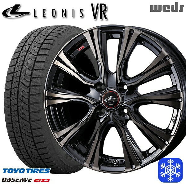 スタッドレスタイヤホイール4本セット 185/60R15 ヤリス ヴィッツ 2023〜2024年製 トーヨー オブザーブ ギズ2 Weds ウェッズ レオニス VR PBMC/TI 15インチ 5.5J 4H100