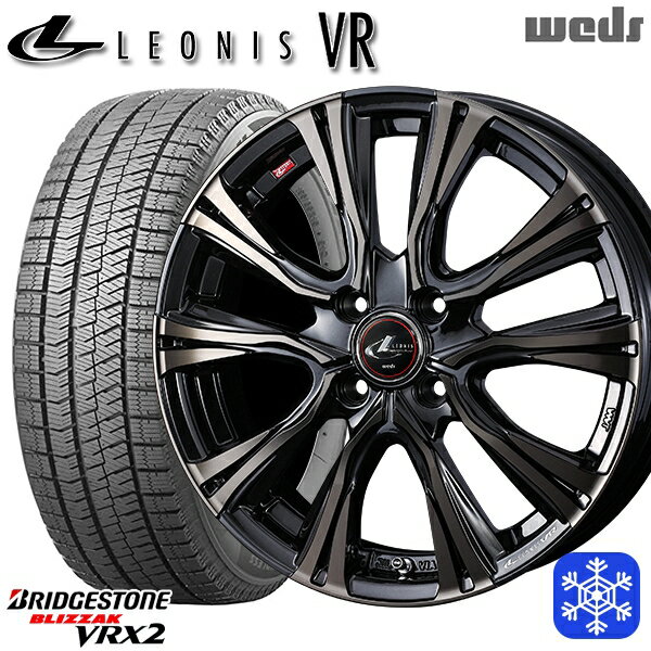 スタッドレスタイヤホイール4本セット 195/65R15 カローラフィールダー 2022〜2023年製 ブリヂストン ブリザック VRX2 Weds ウェッズ レオニス VR PBMC/TI 15インチ 5.5J 4H100