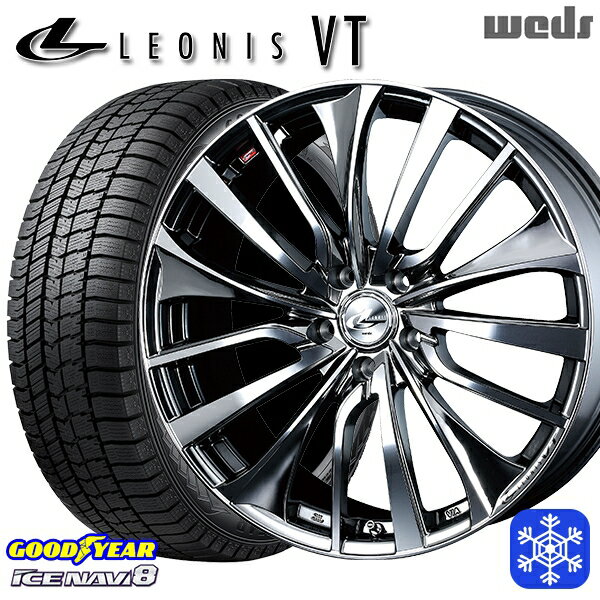 【取付対象】215/45R18 キックス マツダ3 2022〜2023年製 グッドイヤー アイスナビ8 Weds ウェッズ レオニス VT BMCMC 18インチ 7.0J 5穴 114.3 スタッドレスタイヤホイール4本セット 送料無料