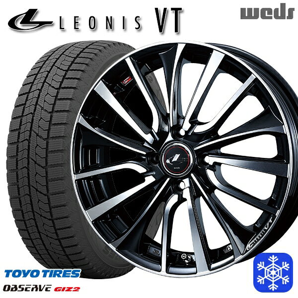 【取付対象】185/65R14 モビリオ ランサー 2021〜2022年製 トーヨー オブザーブ ギズ2 Weds ウェッズ レオニス VT PBMC 14インチ 5.5J 4穴 100 スタッドレスタイヤホイール4本セット 送料無料