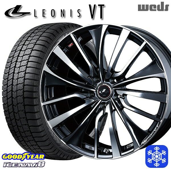 【取付対象】205/55R16 アクセラ リーフ 2022〜2023年製 グッドイヤー アイスナビ8 Weds ウェッズ レオニス VT PBMC 16インチ 6.5J 5穴 114.3 スタッドレスタイヤホイール4本セット 送料無料