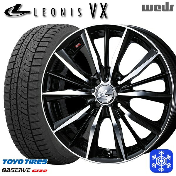 スタッドレスタイヤホイール4本セット 155/65R14 75Q 2023〜2024年製 トーヨー オブザーブ ギズ2 Weds ウェッズ レオニス VX BKMC 14インチ 4.5J 4H100