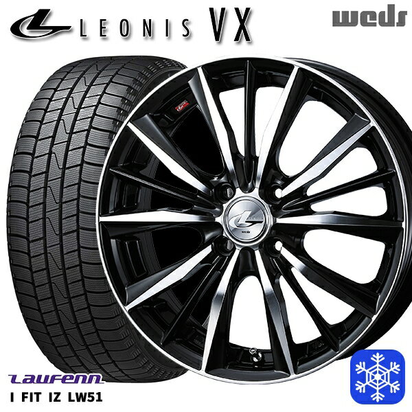 スタッドレスタイヤホイール4本セット 185/55R15 ノート マーチ デミオ 2022年製 ラウフェン LW51 Weds ウェッズ レオニス VX BKMC 15インチ 6.0J 4H100