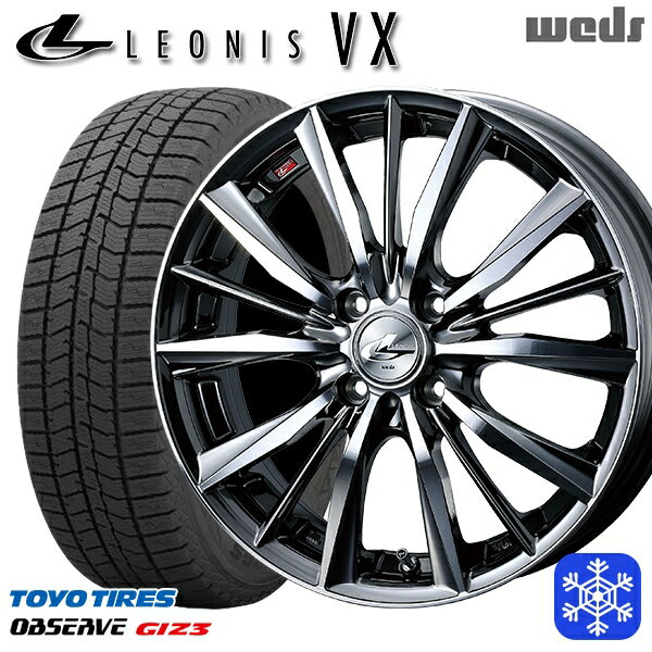 スタッドレスタイヤホイール4本セット 165/55R15 N-BOX タント 2024年製 トーヨー オブザーブ ギズ3 Weds ウェッズ レオニス VX BMCMC 15インチ 4.5J 4H100