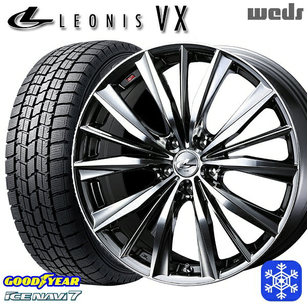 スタッドレスタイヤホイール4本セット 225/45R18 クラウン レヴォーグ 2021〜2022年製 グッドイヤー アイスナビ7 Weds ウェッズ レオニス VX BMCMC 18インチ7.0J 5H114.3
