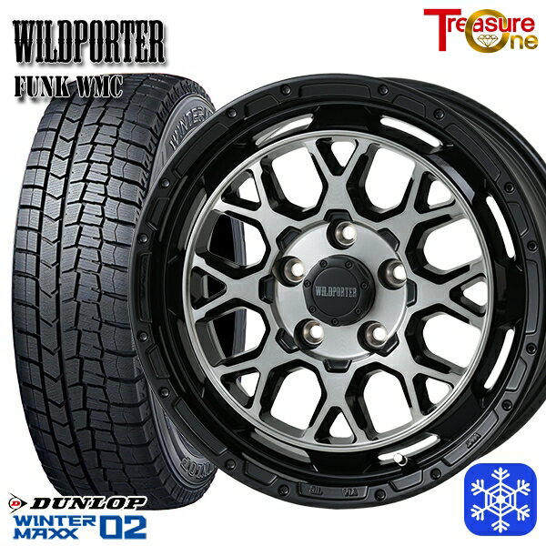 スタッドレスタイヤホイール4本セット 205/55R16 94T アクセラ リーフ 2023年製 ダンロップ ウィンターマックス WM02 ■ トレジャーワン ワイルドポーター ファンク WMC BP/BC 16インチ 7.0J 5H114.3