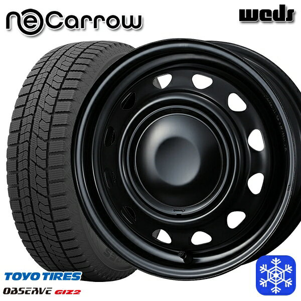スタッドレスタイヤホイール4本セット 155/65R14 75Q 2023〜2024年製 トーヨー オブザーブ ギズ2 Weds ウェッズ ネオキャロ セミマットブラック/ブラックキャップ 14インチ 4.5J 4H100