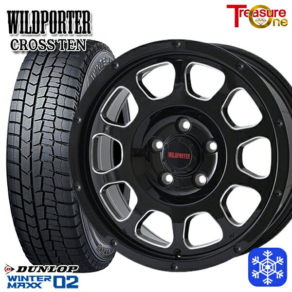 スタッドレスタイヤホイール4本セット 225/50R17 アテンザスポーツ エスティマ 2023年製 ダンロップ ウィンターマックス WM02 ■ トレジャーワン ワイルドポータークロステン BK/SM 17インチ 7.5J 5H114.3