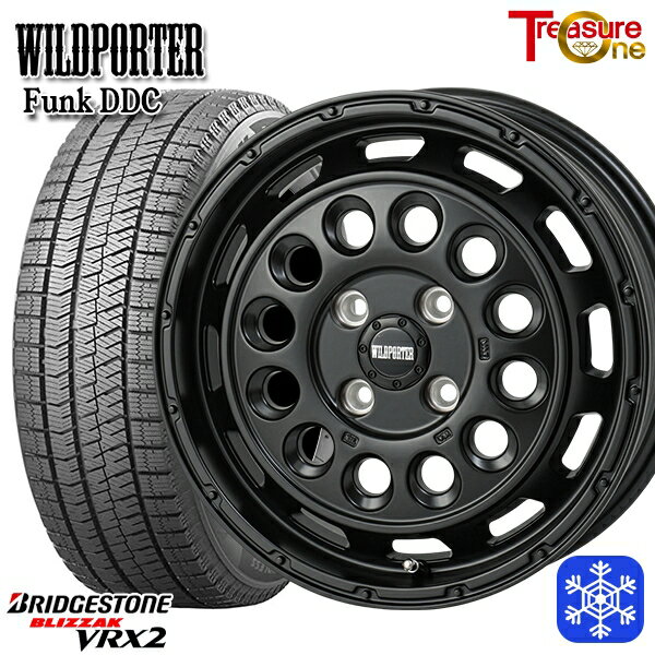 【取付対象】155/65R14 N-BOX タント 2023年製 ブリヂストン ブリザック VRX2 トレジャーワン ワイルドポーターファンク DDC MBK 14インチ 4.5J 4H100 スタッドレスタイヤホイール4本セット