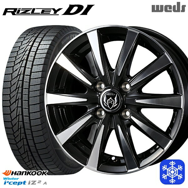 スタッドレスタイヤホイール4本セット 155/65R13 モコ ルークス 2022年製 HANKOOK ハンコック W626 Weds ウェッズ ライツレーDI ブラックポリッシュ 13インチ 4.0J 4H100