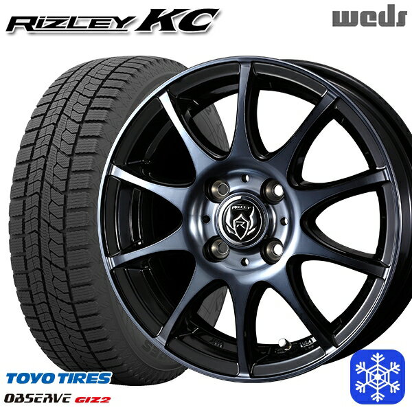 【取付対象】165/55R14 モコ ルークス 2022〜2023年製 トーヨー オブザーブ ギズ2 Weds ウェッズ ライツレーKC ブラックポリッシュBC 14インチ 4.5J 4穴 100 スタッドレスタイヤホイール4本セット 送料無料