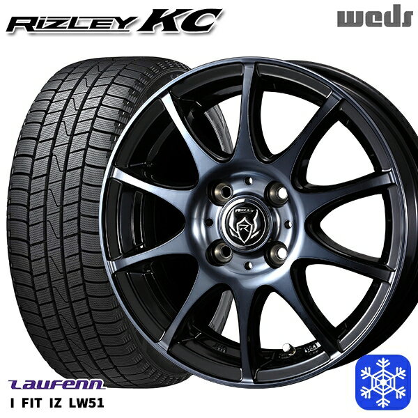 スタッドレスタイヤホイール4本セット 185/55R15 ノート マーチ デミオ 2022年製 ラウフェン LW51 Weds ウェッズ ライツレーKC ブラックポリッシュBC 15インチ 5.5J 4H100