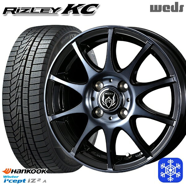 スタッドレスタイヤホイール4本セット 155/65R13 モコ ルークス 2022年製 HANKOOK ハンコック W626 Weds ウェッズ ライツレーKC ブラックポリッシュBC 13インチ 4.0J 4H100