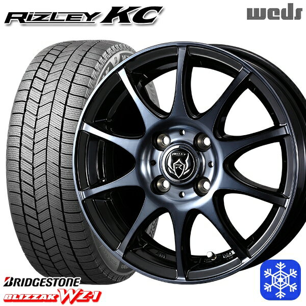 スタッドレスタイヤホイール4本セット 165/55R15 N-BOX タント 2025年製 ブリヂストン ブリザック WZ1 Weds ウェッズ ライツレーKC ブラックポリッシュBC 15インチ 4.5J 4H100