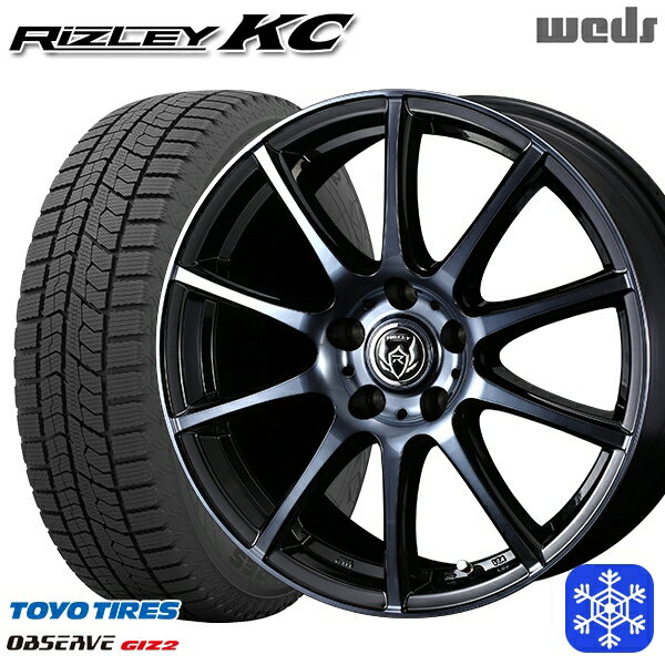 【取付対象】195/65R15 2021〜2022年製 トーヨー オブザーブ ギズ2 Weds ウェッズ ライツレーKC ブラックポリッシュBC 15インチ 6.0J 5穴 114.3 スタッドレスタイヤホイール4本セット 送料無料