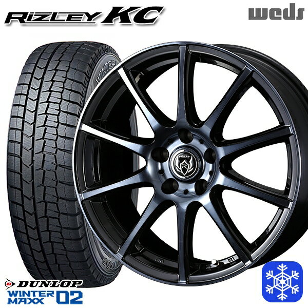 スタッドレスタイヤホイール4本セット 205/55R16 94T アクセラ リーフ 2023年製 ダンロップ ウィンターマックス WM02 ■ Weds ウェッズ ライツレーKC ブラックポリッシュBC 16インチ 6.5J 5H114.3