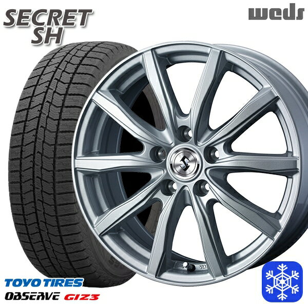 スタッドレスタイヤホイール4本セット 195/60R16 ウィッシュ イスト 2024?2025年制 トーヨー オブザーブ ギズ3 Weds ウェッズ シークレット SH シルバー 16インチ 6.5J 5H100