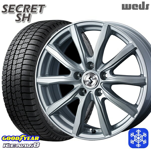 【取付対象】215/60R16 フォレスター レガシィ 2022〜2023年製 グッドイヤー アイスナビ8 Weds ウェッズ シークレット SH シルバー 16インチ 6.5J 5穴 100 スタッドレスタイヤホイール4本セット 送料無料