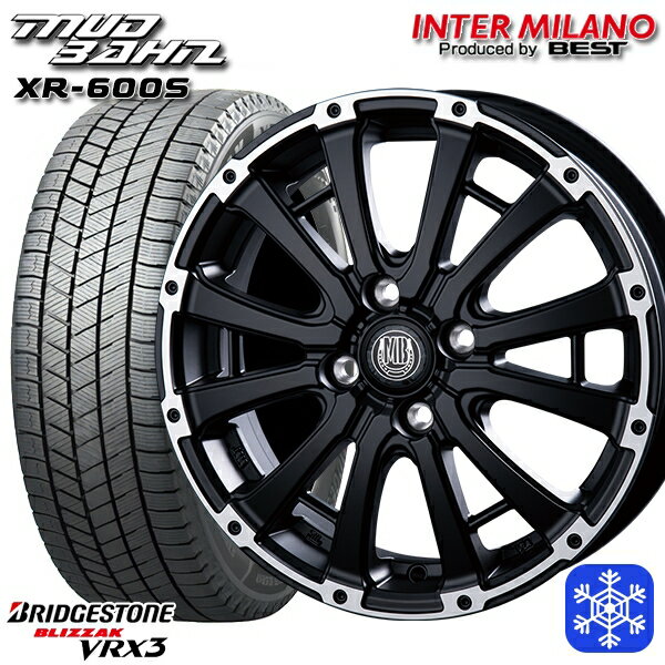 スタッドレスタイヤホイール4本セット 165/55R14 モコ ルークス 2023〜2024年製 ブリヂストン ブリザック VRX3 インターミラノ マッドバーン XR-600S SGB/RP 14インチ 4.5J 4H100