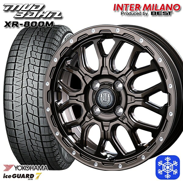 スタッドレスタイヤホイール4本セット 165/55R14 モコ ルークス 数量限定 2022年製 ヨコハマ アイスガード7 IG70 インターミラノ マッドバーン XR-800M GBR/PP 14インチ 4.5J 4H100