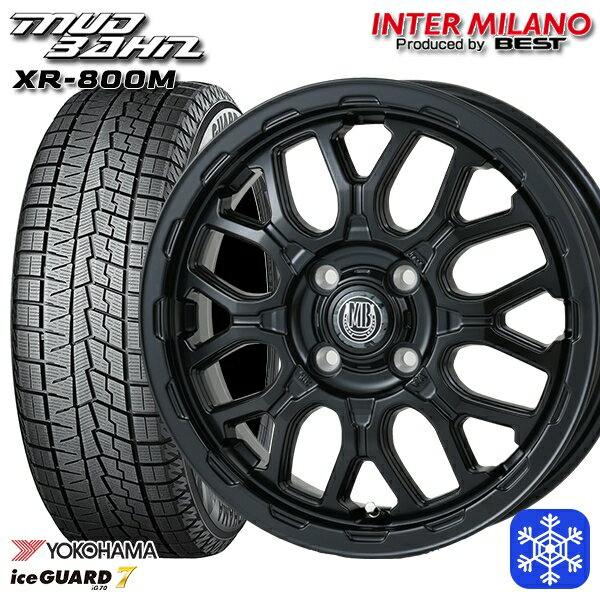 スタッドレスタイヤホイール4本セット 165/55R14 モコ ルークス 数量限定 2022年製 ヨコハマ アイスガード7 IG70 インターミラノ マッドバーン XR-800M MBK 14インチ 4.5J 4H100