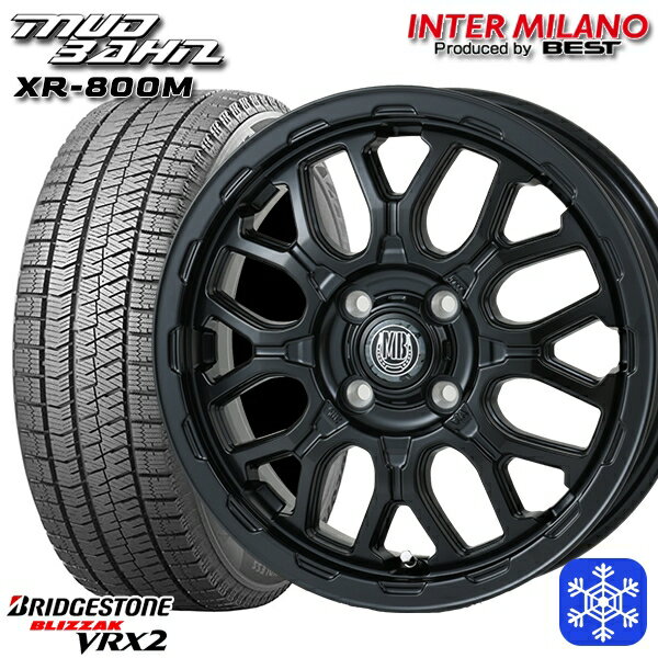 スタッドレスタイヤホイール4本セット 155/65R14 N-BOX タント 2023〜2024年製 ブリヂストン ブリザック VRX2 インターミラノ マッドバーン XR-800M MBK 14インチ 4.5J 4H100
