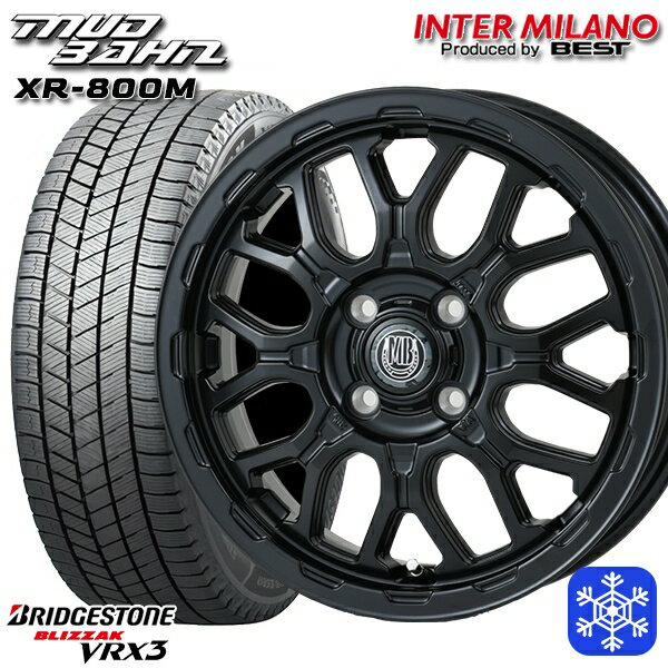 スタッドレスタイヤホイール4本セット 165/55R14 モコ ルークス 数量限定 2021〜2022年製 ブリヂストン ブリザック VRX3 インターミラノ マッドバーン XR-800M MBK 14インチ 4.5J 4H100