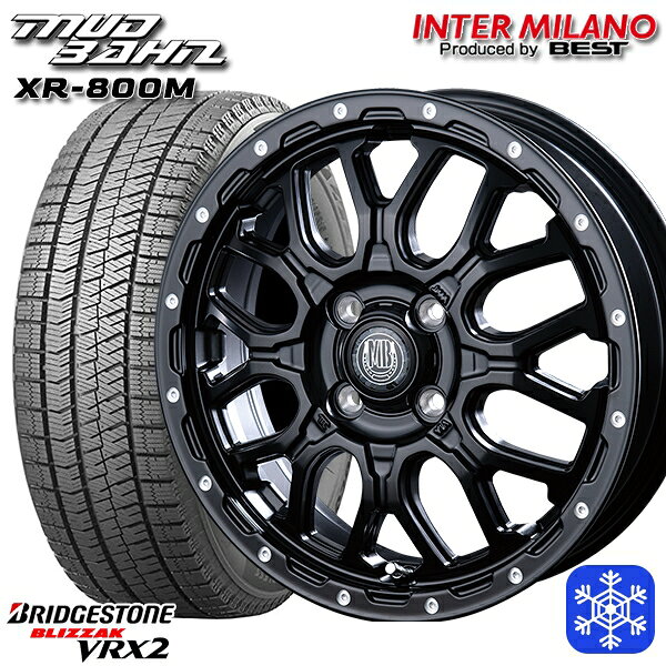 スタッドレスタイヤホイール4本セット 165/55R15 N-BOX タント 2023〜2024年製 ブリヂストン ブリザック VRX2 インターミラノ マッドバーン XR-800M MBK/PP 15インチ 4.5J 4H100