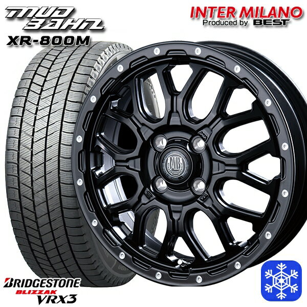 スタッドレスタイヤホイール4本セット 165/65R15 タフト ソリオ デリカD2 2023〜2024年製 ブリヂストン ブリザック VRX3 インターミラノ マッドバーン XR-800M MBK/PP 15インチ 4.5J 4H100