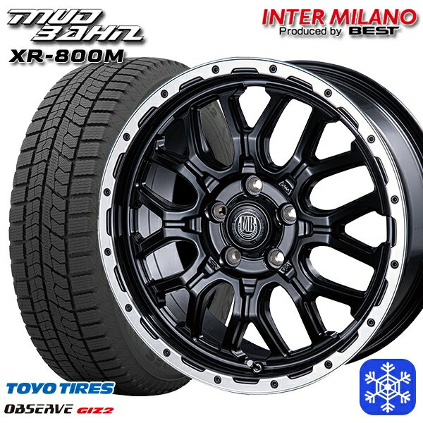 スタッドレスタイヤホイール4本セット 225/50R17 アテンザスポーツ エスティマ 2022〜2023年製 トーヨー オブザーブ ギズ2 インターミラノ マッドバーン XR-800M MBK/RP 17インチ 7.0J 5H114.3