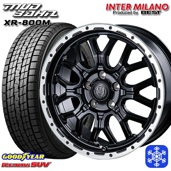 【取付対象】235/70R16 デリカD5 2021〜2022年製 グッドイヤー アイスナビSUV インターミラノ マッドバーン XR-800M MBK/RP 16インチ 6.5J 5穴 114.3 スタッドレスタイヤホイール4本セット 送料無料