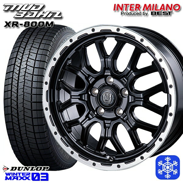 スタッドレスタイヤホイール4本セット 215/60R17 96Q アルファード ヴェルファイア 2023〜2024年製 ダンロップ ウィンターマックス WM03 インターミラノ マッドバーン XR-800M MBK/RP 17インチ 7.0J 5H114.3
