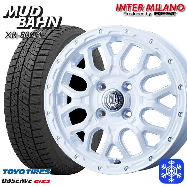 スタッドレスタイヤホイール4本セット 165/60R15 ハスラー ソリオ 2025年製 トーヨー オブザーブ ギズ2 インターミラノ マッドバーン XR-800M PWH/PP 15インチ 4.5J 4H100+45